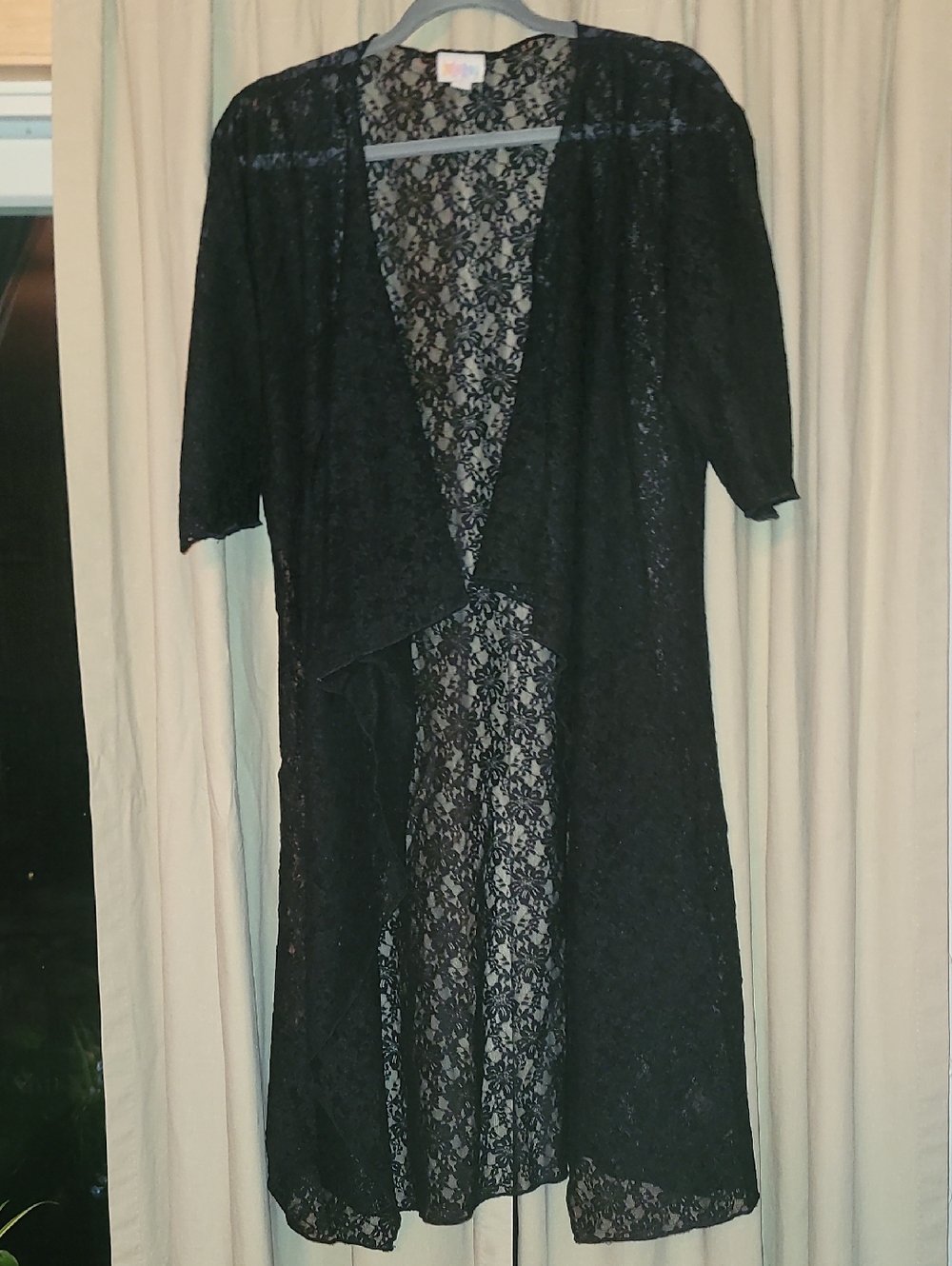 LuLaRoe Black Lace Cardigan with Rainbow Logo